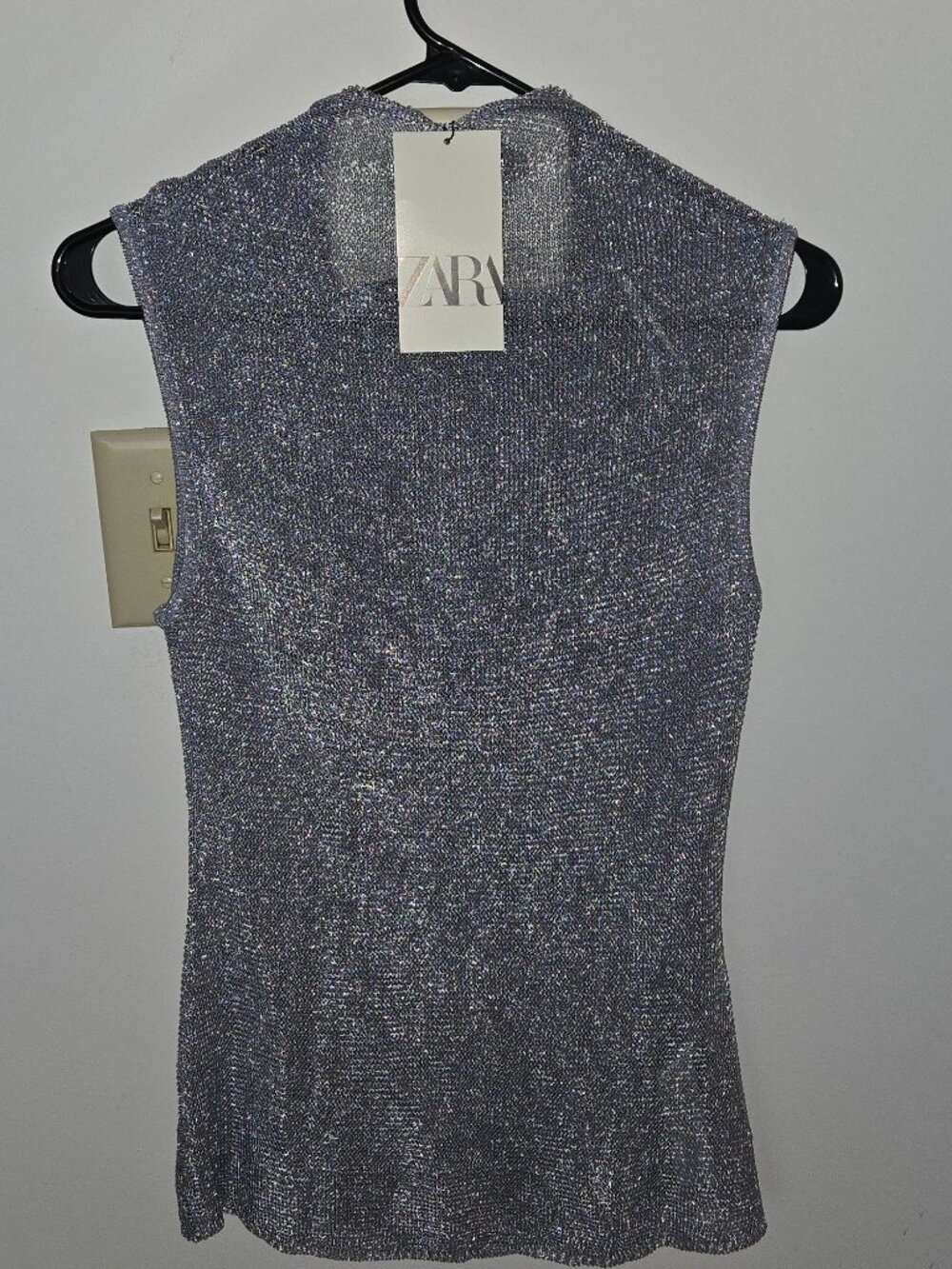 Zara Hooded Metallic Sleeveless Top Size S NWT